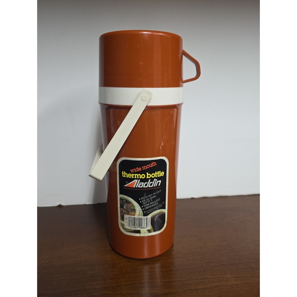 Vintage 1970-80s Aladdin Thermo Bottle Wide Mouth 1 quart 865 With Handle‎
